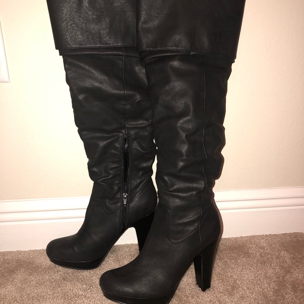 Black “leather” boots